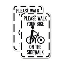 (2 Pack) Pavement Stencil Please Walk Your Bike on the Sidewalk | 18" X 24" Heavy-Gauge Aluminum Sign | Rust Free Aluminum, Weather Resistant, Waterproof, Fade Resistant, 2 Pre-drilled Holes