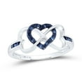 thumbnail image 2 of Sterling Silver Womens Round Color Enhanced Blue Diamond Triple Heart Infinity Ring 1/10 Cttw, 2 of 2