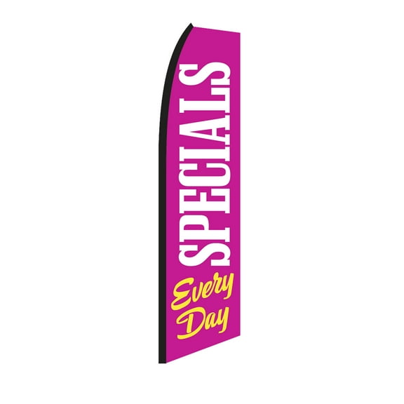 SSWBasics Pink Yellow White "Specials Every Day" Wave Flag - 134"H x 32"W