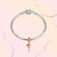 thumbnail image 4 of 925 Sterling Silver Charm for Bracelets Rose Gold Flower Dangle Charms Women Bracelet Charm, 4 of 6