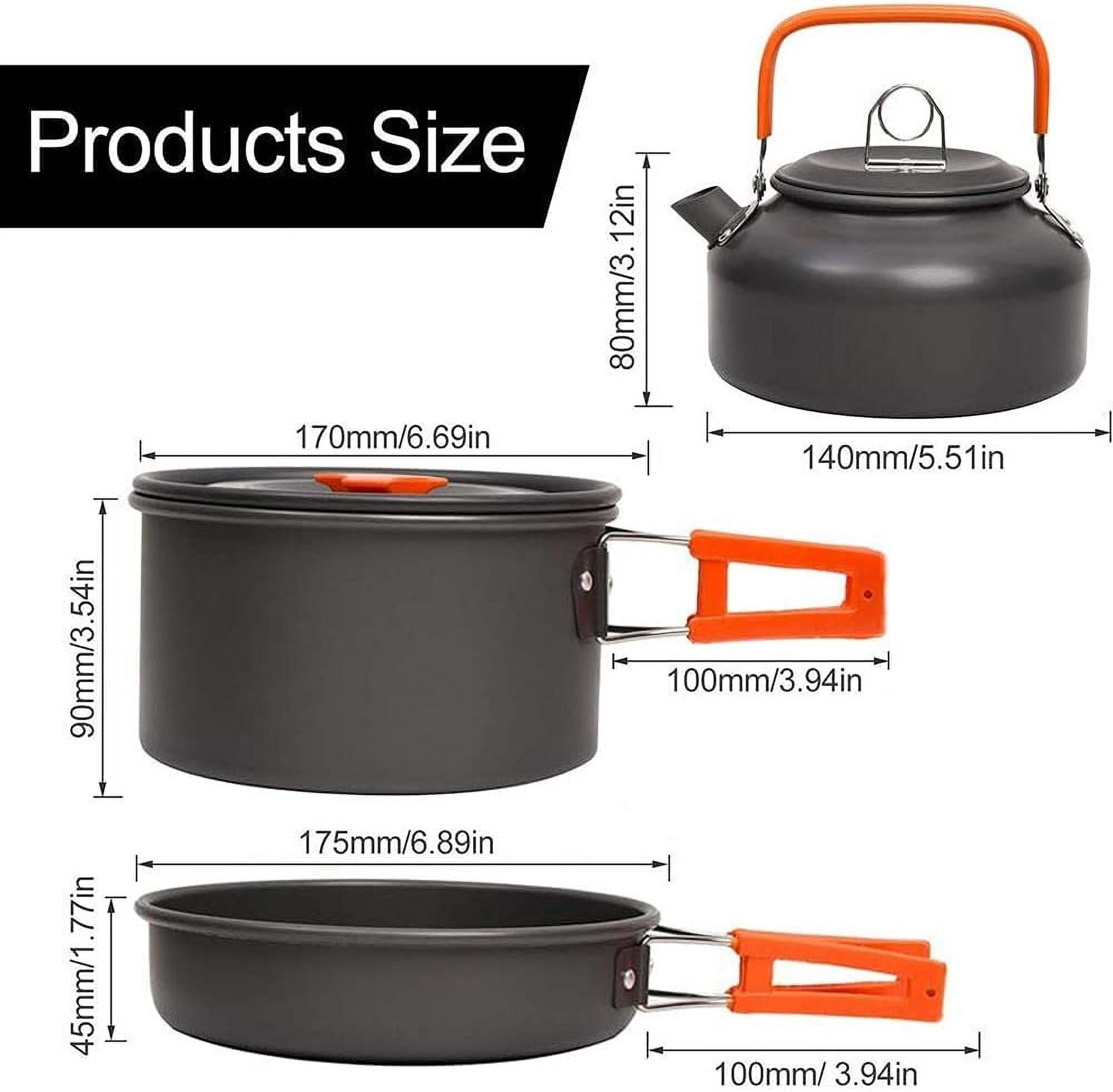 Camping Cookware Kit Outdoor Aluminum Cooking Set Water Kettle Pan Kitchen u Travelling Hiking Picnic BBQ Tableware Equipment