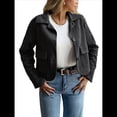 thumbnail image 2 of Chaqueta Blazer Informal para Mujer, de Piel Sintética de Ante con Solapa con Muescas y Botonadura Sencilla. Negro XL, 2 of 8