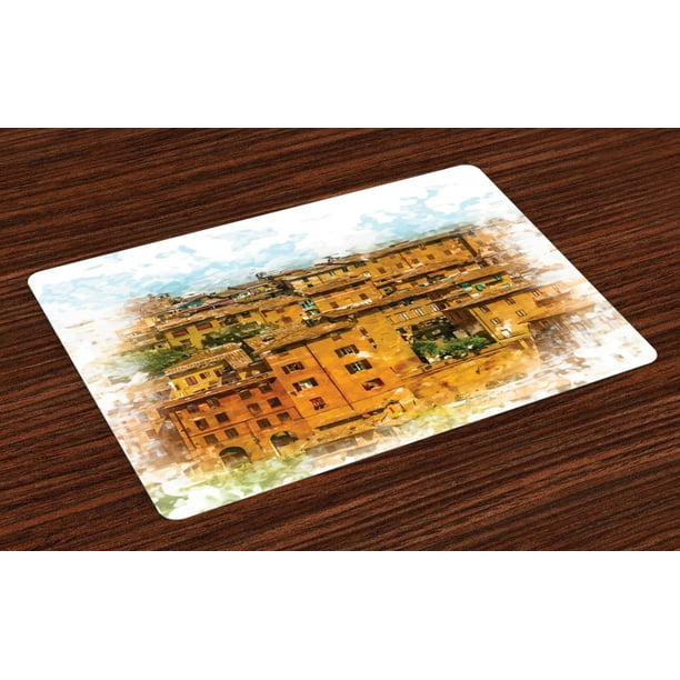Italian Placemats Set of 4 Faded Historic Photo Italian Town with Old