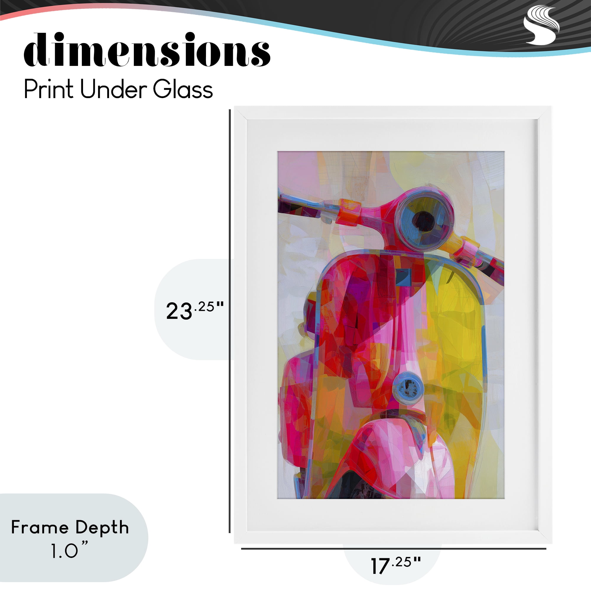 Stupell Industries Vespa in Pink & Yellow White Framed Print Under Glass, design by Chromatic Storm Studio