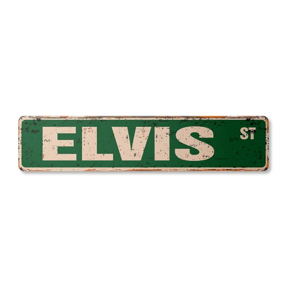 ELVIS Vintage Aluminum Street Sign Childrens Name Room Metal Sign rustic metal tin | Indoor/Outdoor | 18" Wide