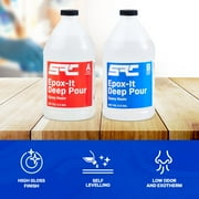 SRC Epox-It Deep Pour Epoxy Casting Resin Kit, 1 Gallon Crystal Clear Epoxy Resin, 1:1 Mix Ratio, Up to 2” Deep, for Casting Art, River Tables, Live Edge Wood, Bar Top, Tabletop