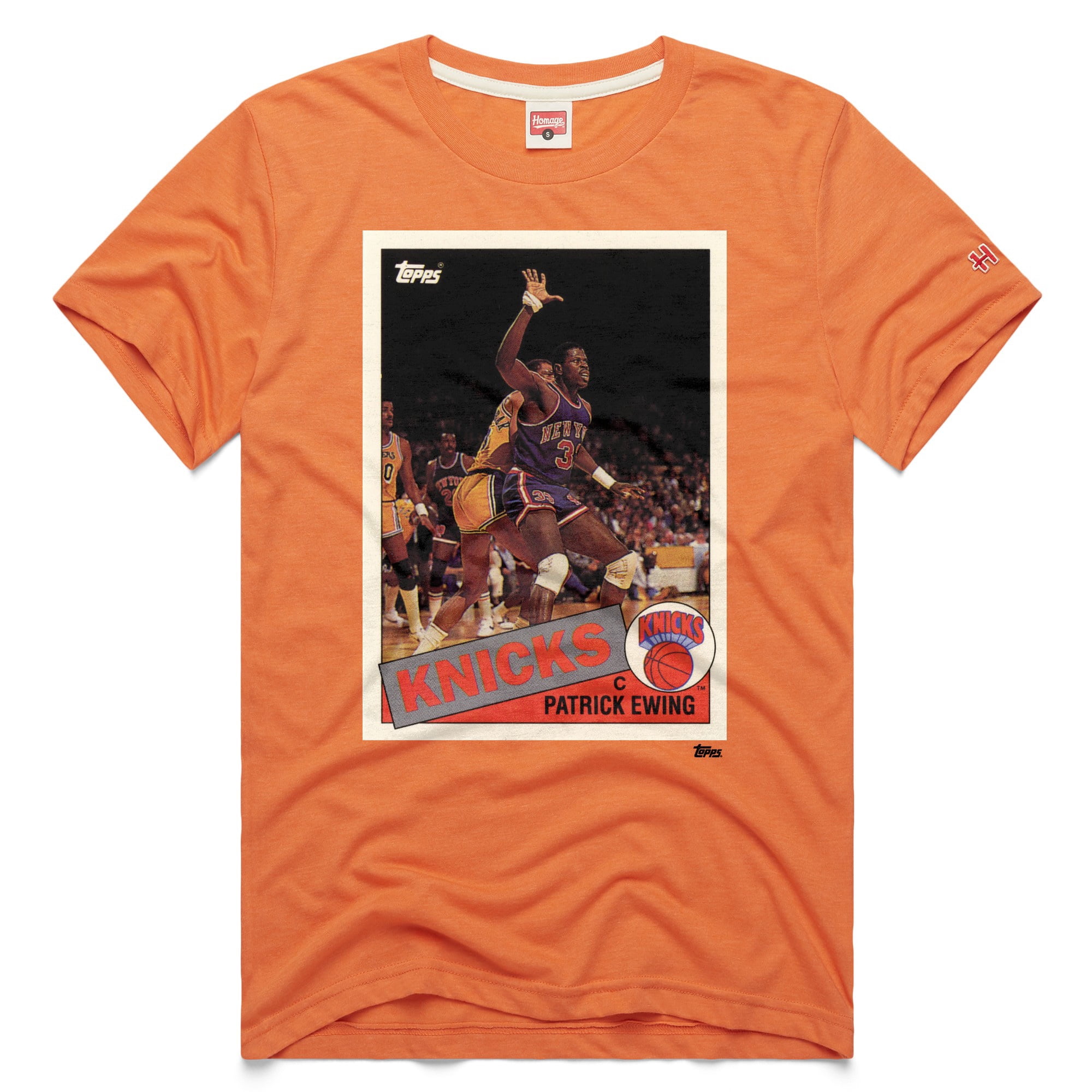 Unisex Homage Patrick Ewing Orange New York Knicks Topps Trading Card Player Tri-Blend T-Shirt