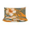 thumbnail image 3 of 3 Pcs Soft Bedding Set, Includes 1 Duvet Cover with Zipper And 2 Pillow,Shams Hawaiian Hibiscus Garden Orange Flowers Full(79"×90"), 3 of 8