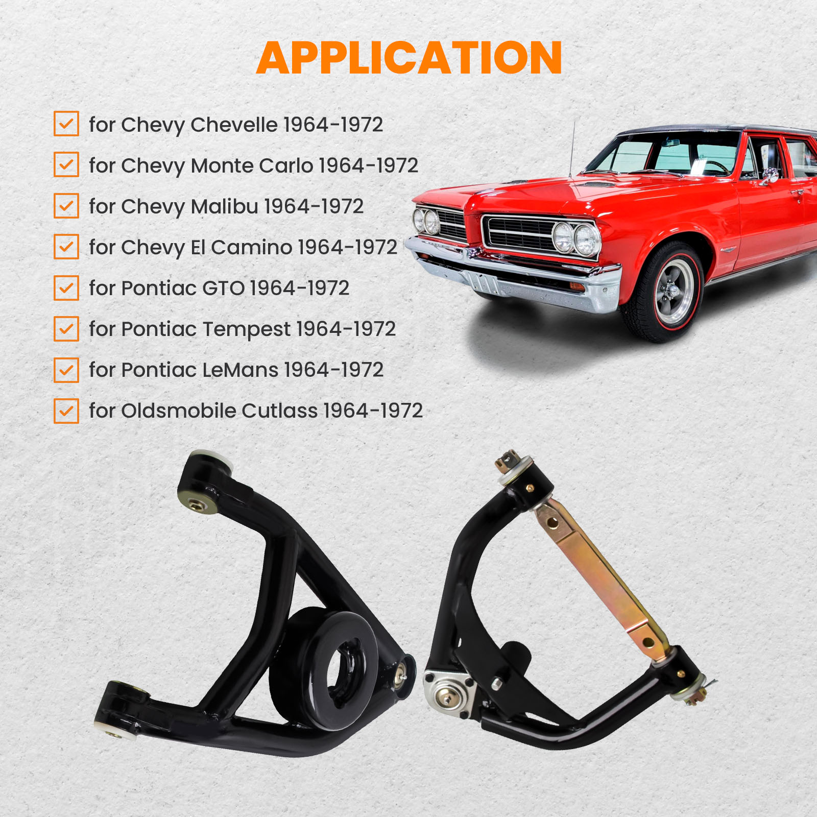 Maxpeedingrods Tubular Control Arms a Body Upper Lower HD Set for Oldsmobile Cutlass 64-72 Chevelle 1968-1972