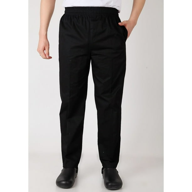 Cotton Chef Uniform Restaurant Pants Kitchen Trouser Chef Pants Elastic  Waist Bottoms Food Service Pants Mens Work Wear