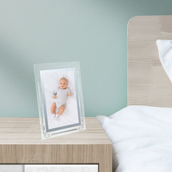 GOOHOCHY 2pcs 5x7 Iridescent Crystal Glass Photo Frame For Modern Decor Rhinestone Picture Frame Holders