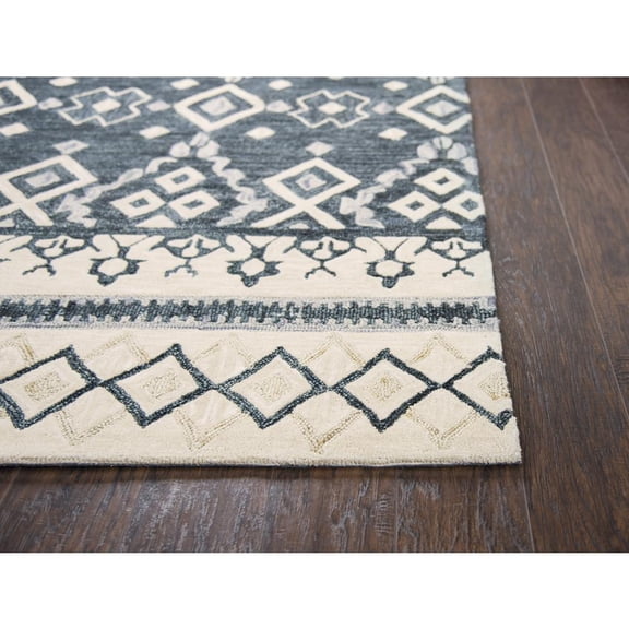 Alora Decor Lavine 9' x 12' Tribal Motif Natural/Gray/Dk Blue/Blue Area Rug