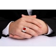 thumbnail image 2 of RYLOS Men's Rings 14K White Gold Designer Ring With Diamonds and Red Quartz Rings For Men Size 13, 2 of 6