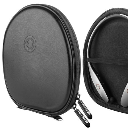 Geekria UltraShell Case Compatible with LG Tone Infinim, Tone+, Tone Pro Bluetooth Wireless Stereo Headset / Protective Travel Bag with Space for USB Power Adapter and Accessories (Black)