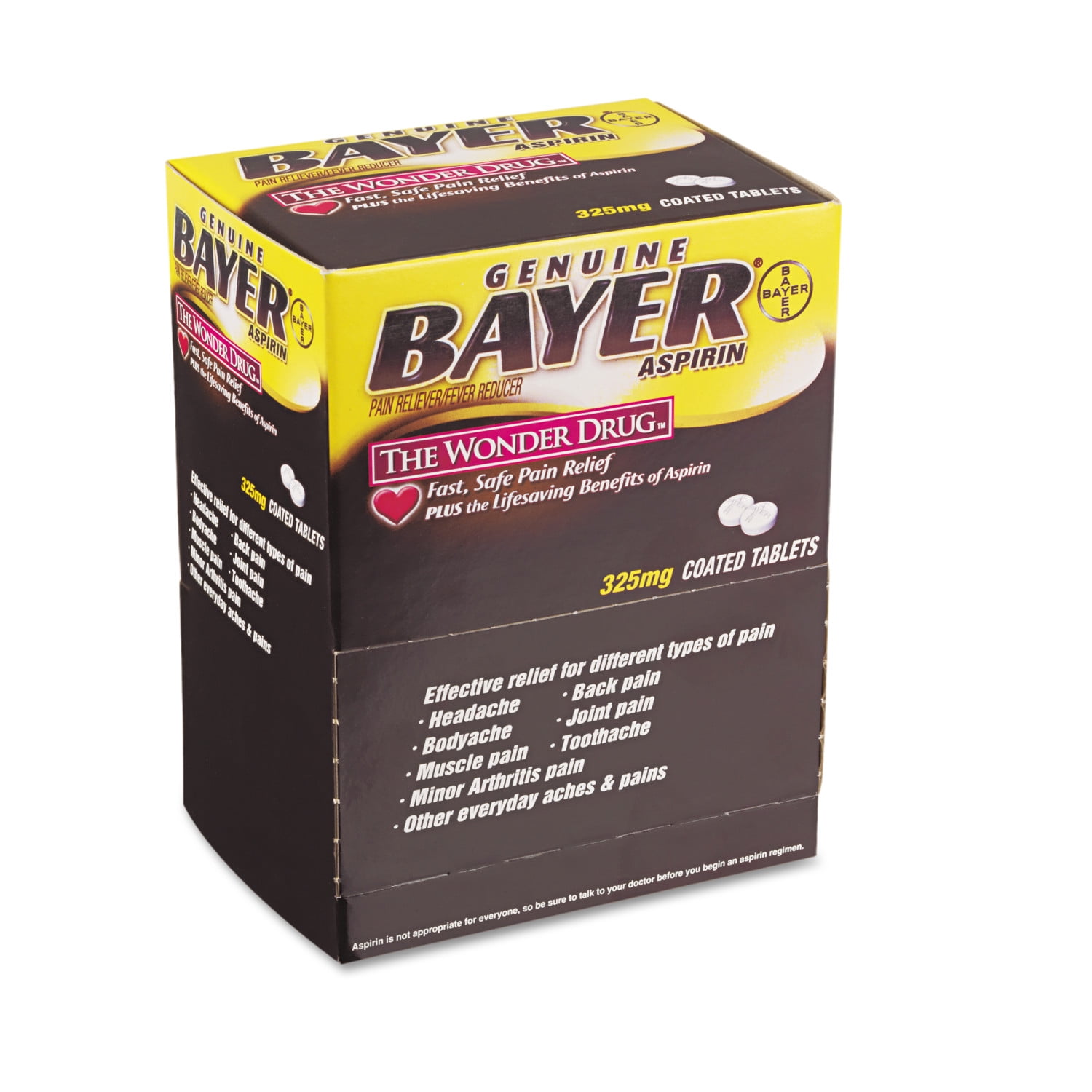 Bayer Aspirin Tablets, TwoPack, 50 Packs/Box