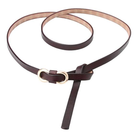 Yunhgft Fashion Women Belts Thin Waistband Vintage Style Alloy Buckle Skinny Leather for Brown