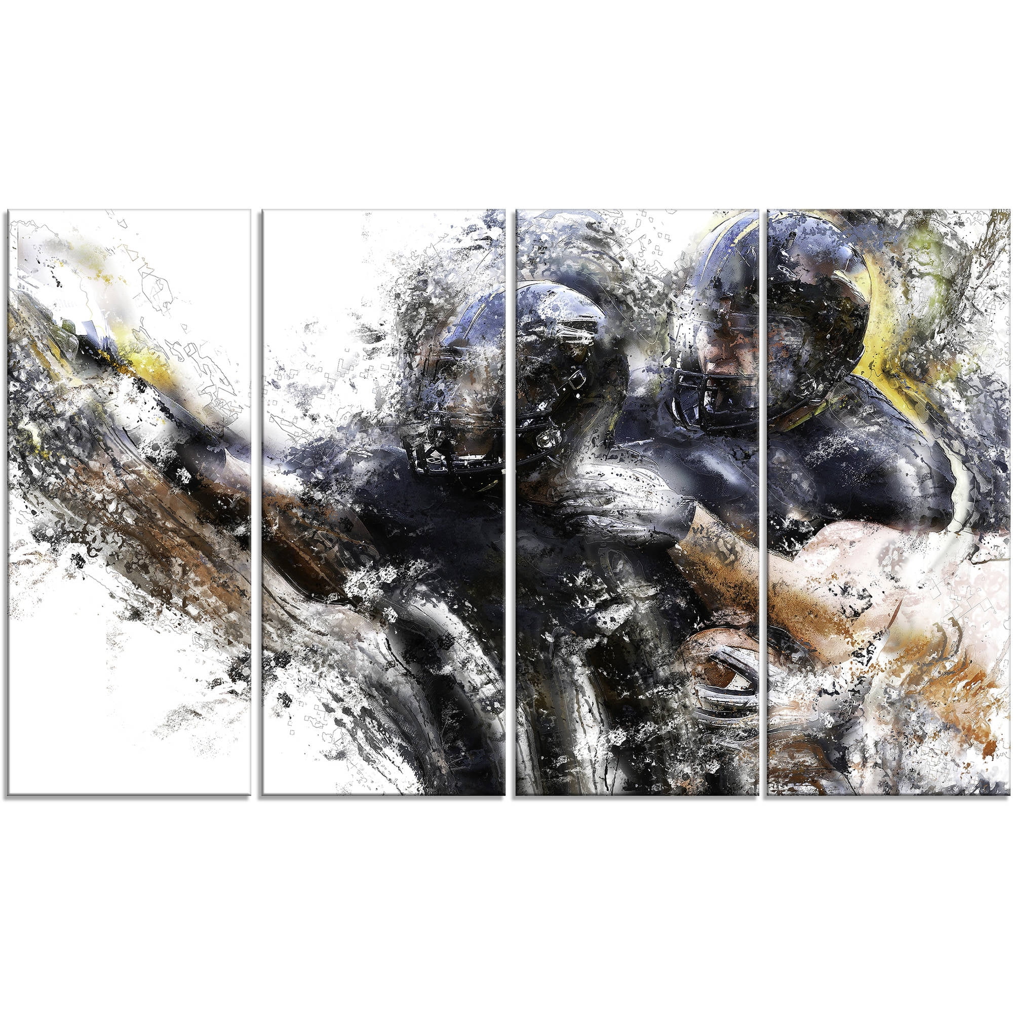Design Art Football Take Down, 4 Panels, 48" x 28"