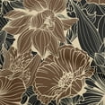 thumbnail image 1 of oneOone Cotton Silk Brown Fabric Asian Line Drawing Oriental Sewing Material Print Fabric By The Yard 42 Inch Wide, 1 of 1