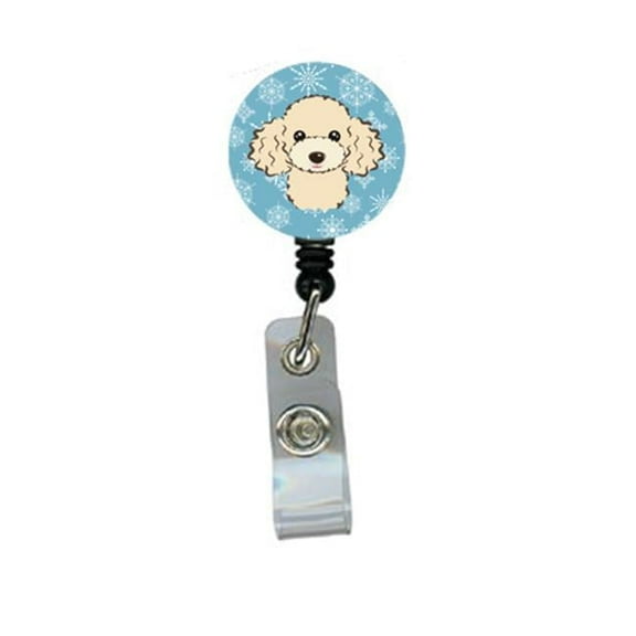 Carolines Treasures  Snowflake Buff Poodle Retractable Badge Reel