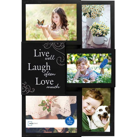 Mainstays 5 Opening Live Well Laugh Often Love Much Collage Picture Frame Black