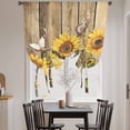 thumbnail image 3 of Farmhouse Sunflowers Tie Up Curtains for Windows, Adjustable Balloon Window Shades, Rustic Floral Buttterfly Wood Board Brown Kitchen Window Treatments Farmhouse Short Curtains 42"x45", 3 of 8