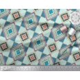 thumbnail image 3 of Soimoi Green Japan Crepe Satin Fabric Square Geometric Print Fabric by the Yard 42 Inch Wide, 3 of 3