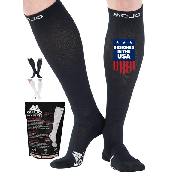 5XL Extra Large Unisex Compression Stockings 15-20mmHg Flying - Black, 5X-Large