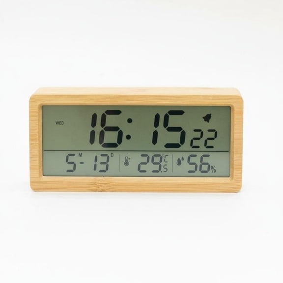 amagogo Alarm Clock Wood Clock Digital Clock Large Readout with Temperature and Humidity Display for Bedroom Use