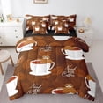 thumbnail image 1 of YST Sloth Coffee Comforter Set Queen Size 7 Piece Cartoon Animal Bed In A Bag For Kids Adults,Coffee Cup Beans Print Bedding Set Sloth Sheet Set With Comforter, 1 of 5