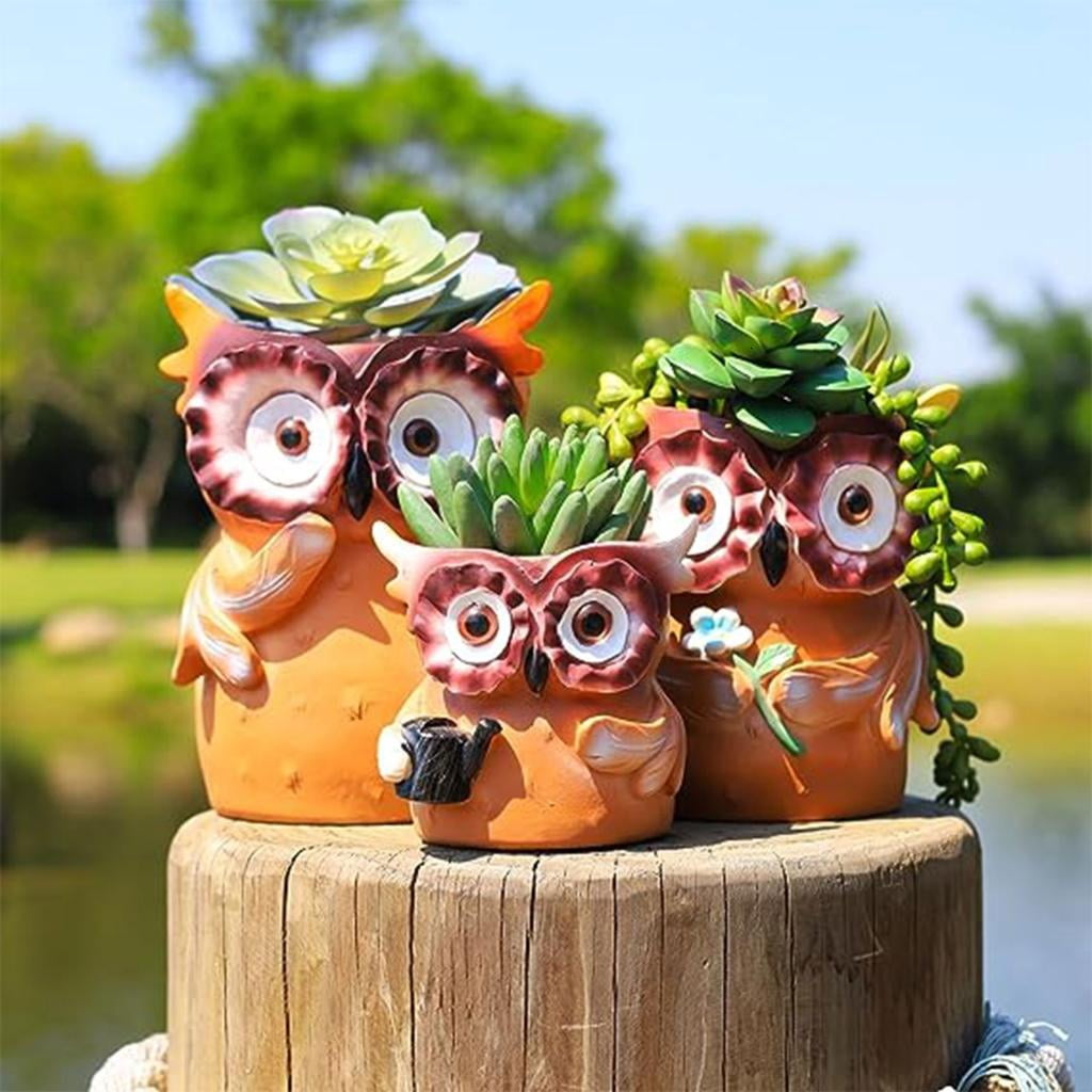 Osdhezcn Owl Mom Dad Gypsum Flower Pot Silicone Mold Epoxy Resin Casting Mold Succulent Vase Cement Clay Mold Pen Holder Mold