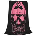 thumbnail image 2 of Manta de microfibra ultra suave con estampado 3D de calavera de flamenco rosa para el cáncer de mama, para todas las estaciones, para sofá, cama cálida, 2 of 5