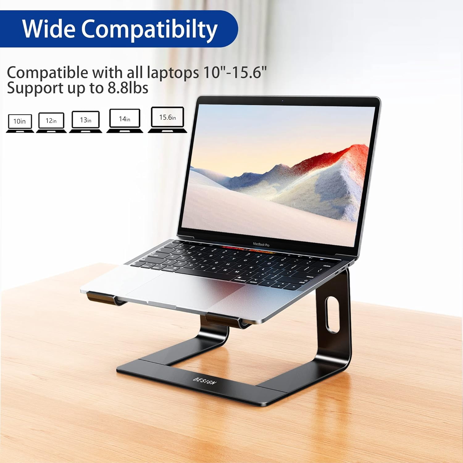 Aluminum laptop computer stand, ergonomic detachable computer stand