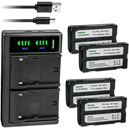Kastar 4-Pack Battery and LTD2 USB Charger Replacement for Panasonic EZ-1P GA-EZ20 NV-DR1 PV-D1000 PV-SD4090 PV-SD5000 ZG-EZ30U