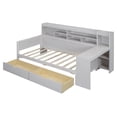 thumbnail image 7 of Twin Size Wooden Daybed with Storage Shelves, Multi-functional Bed Frame with Two Storage Drawers and Study Desk, Daybed Sofa Bed for Bedroom Space-Saving, 7 of 7
