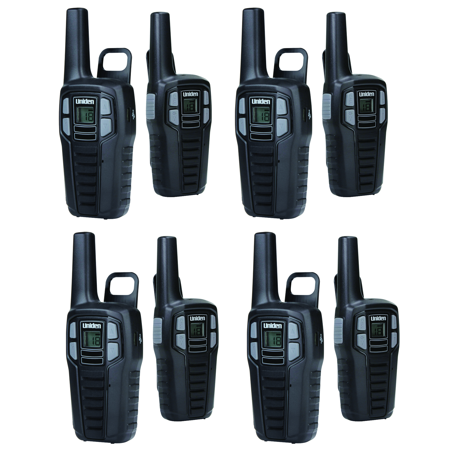 8 Pack Uniden SX1672CH 16Mile 2Way FRS/GMRS Radios