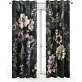 thumbnail image 3 of Black Flower Curtains, Moody Floral Blackout Curtains For Bedroom Living Room Home Decor, Vintage Daisy Patterned Grommet Drapes 38"W x 54"L, 3 of 6