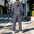 thumbnail image 5 of Girls Boys 2 Piece Sweatsuits Kids' Sweatsuit Set Solid Color Long Sleeve Zip Up Hooded Sweatshirt & Cargo Sweatpants Set,Gray,150, 5 of 7