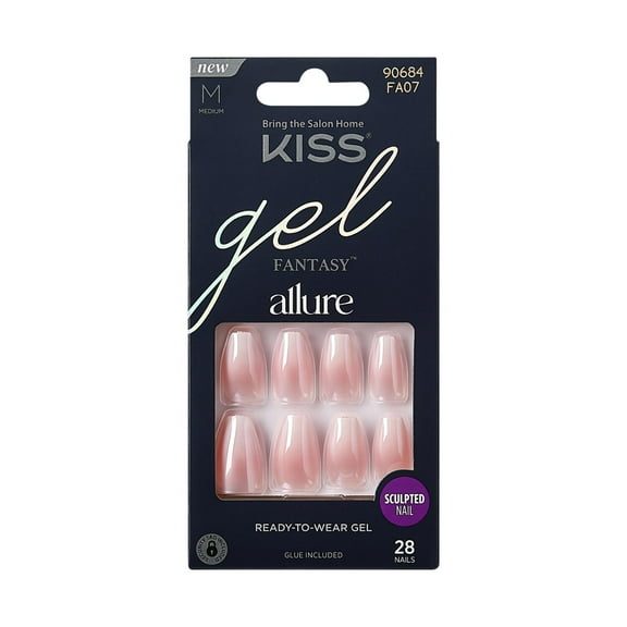KISS Gel Fantasy Allure Glazed Donut Press-On Nails, Pink, Medium, Coffin Shape, 31 Ct.