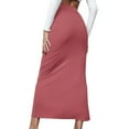 thumbnail image 5 of Women's Basic Plain Stretchy Ribbed Split Full Length Skirt Elastic High Waist Slim Fit Maxi Skirts, 5 of 7
