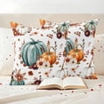 thumbnail image 3 of Green Orange Pumpkins Fall Outdoor Waterproof Pillow Covers, Botanical Thanksgiving Decorative Square Throw Pillowcase Sofa Cushion Sham for Patio/Couch/Chair, 18"x18" 2 Pack, 3 of 8