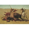 thumbnail image 2 of Remington, Frederic 18x13 Black Ornate Wood Framed with Double Matting Museum Art Print Titled - The Buffalo Hunt, 2 of 4