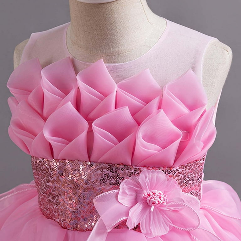 Hicidod Tutu Dress for Girls Sleeveless Formal Tulle Dress Tiered Layered  Toddler Sequin Dress For Wedding Birthday Ball Gowm
