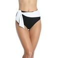 thumbnail image 3 of Women Swimming Shorts Color Block Belt High Waist Tankini Briefs, 3 of 6