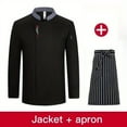 thumbnail image 5 of 2Pcs Set Men Long Sleeve Chef Uniform Restaurant Chef Jacket with Apron Cook Coat Chef T-shirt Work Uniform Waiter Hotel Clothes, 5 of 6