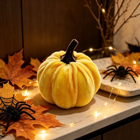 Qocolcyl Fabric Artificial Pumpkins, Cloth Fake Pumpkins for Halloween Thanksgiving Decor, Soft Cloth Pumpkins , Fall Decorations, Indoor Covered Outdoor Home Table Mantel Cabinet Party Decor