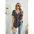 thumbnail image 4 of SHIBEVER Womens Tops Summer Tunic Tops Short Sleeve Casual Floral Pattern V Neck T Shirts Loose Soft Cute Shirts with Button Tops Blouses, 4 of 5