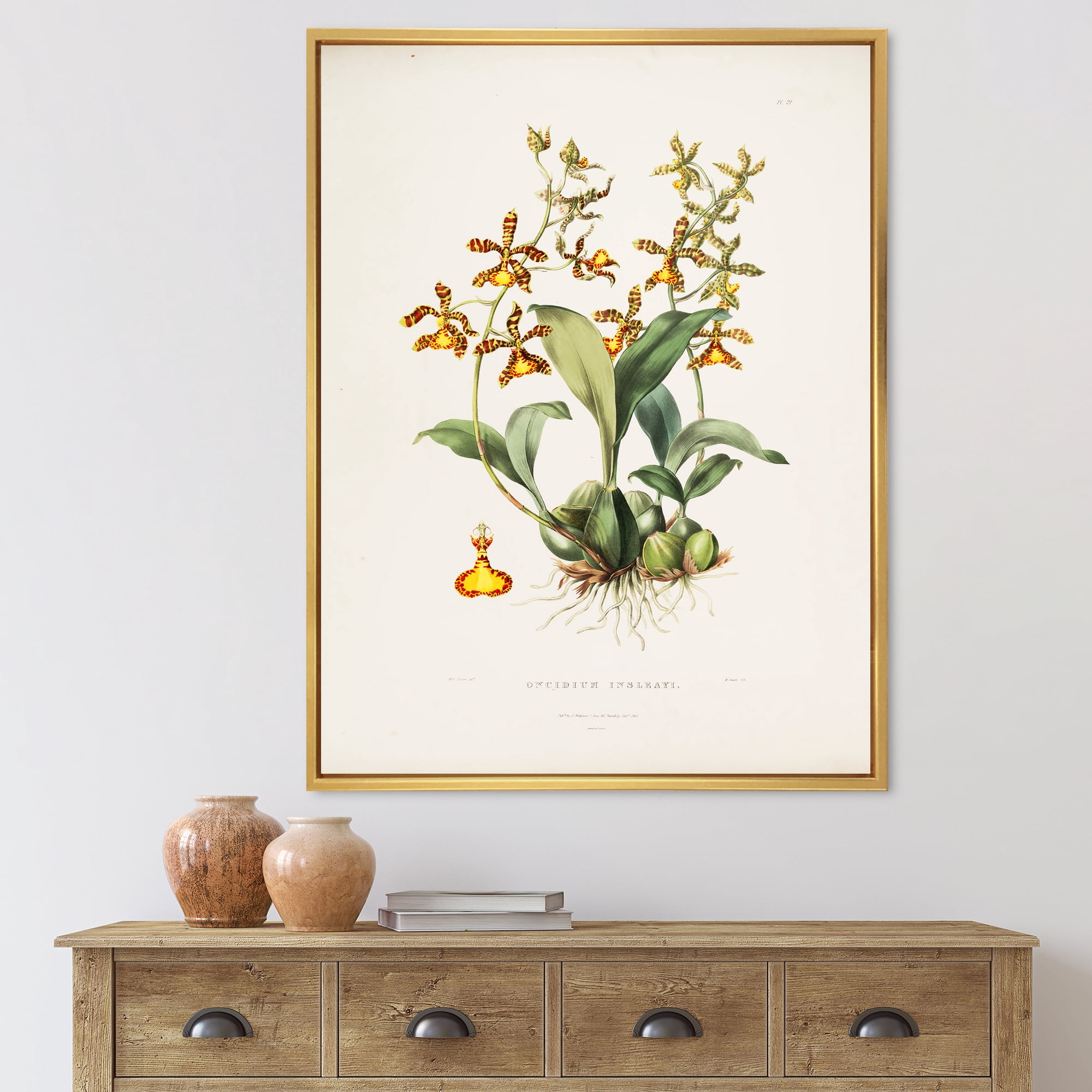 Designart 'Ancient Flower I' Traditional Framed Canvas Wall Art Print