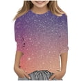 thumbnail image 1 of lcziwo Hauts à Paillettes pour Filles Manches 3/4 Chemisiers Habillés à Paillettes Graphiques Décontractés Col Rond Chandails en Coton Multicolores Ropa de Verano Para Mujer, 1 of 6