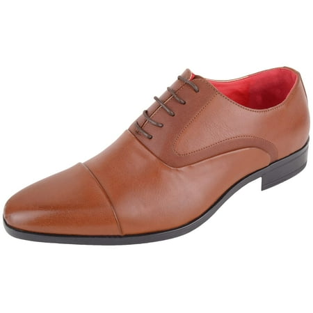 ABSOLUTE FOOTWEAR Mens Lace Up Faux Leather Smart Formal Work Wedding School Shoes - Tan - US 13
