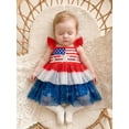 thumbnail image 6 of BemeyourBBs Toddler Baby Girl 4th of July Dress Outfit Little Baby Girl Patriot Independence Day Dress Red White Blue Stripe Star Print Flying Sleeve Tiered Tulle Tutu Dress Party Holiday Dresses, 6 of 9